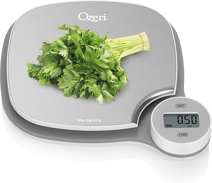 Ozeri Battery-Free Kitchen Scale, Kinetic Charging Technology, Stainless Steel