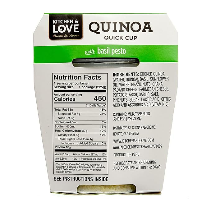 Kitchen & Love Basil Pesto Quinoa Quick Meal 6-Pack | Gluten-Free, Ready-to-Eat, No Refrigeration Required