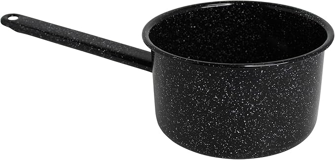 MIRRO 1.25qt Enamel Saucepan, Black