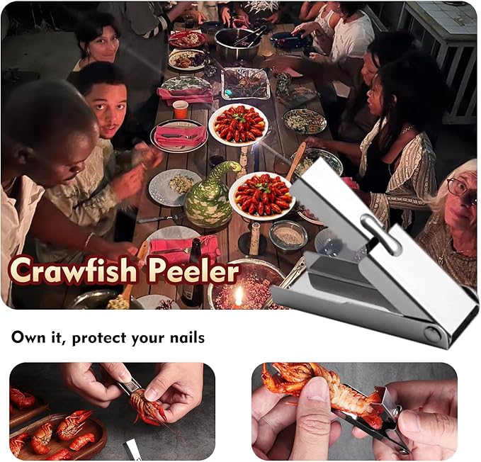 2025 New Stainless Steel Crawfish Peeler Tool，Crawfish Quick Peeler，Efficient Easily Peeling Shrimp Tails，Clean Convenient and Smart Seafood Sheller Tool for Families and Restaurants