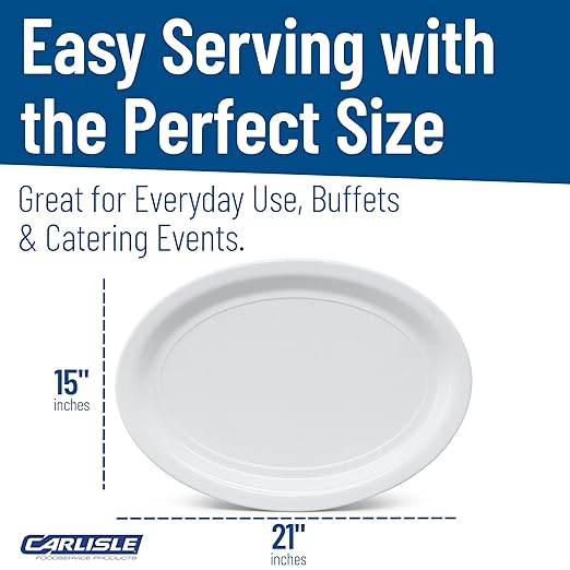 Carlisle FoodService Products Displayware Plastic Catering Platter 21" x 15" White