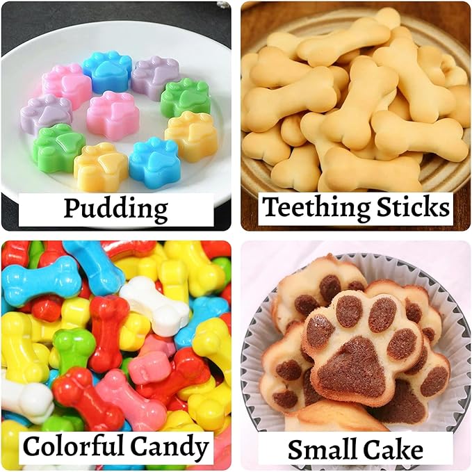 Paw Print Mold Dog Treat Mold Bone Silicone Molds 3 Pcs Dog Treat Molds for Baking Dogs Paw Puppy Treat Ice Cube Trays Cookies Chocolate Candies