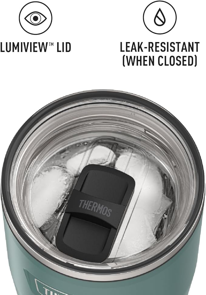 THERMOS ICON SERIES, Stainless Steel Cold Tumbler with Slide Lock, 24 Ounce, Spruce