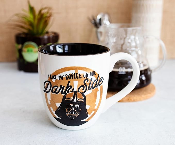Star Wars "I Like My Coffee On The Dark Side" Ceramic Mug | BPA-Free Large Coffee Cup For Espresso, Caffeine, Beverages, Home & Kitchen Essentials | Lucasfilm Gifts and Collectibles | Holds 18 Ounces