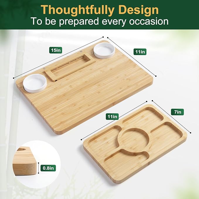 Bamboo Charcuterie Boards (23"×11"×0.8") and Knife Set, Lightweight Cheese Board and Platter, Unique Gift for Housewarming, Anniversary & Wedding, Mother's Day and Christmas for Women…
