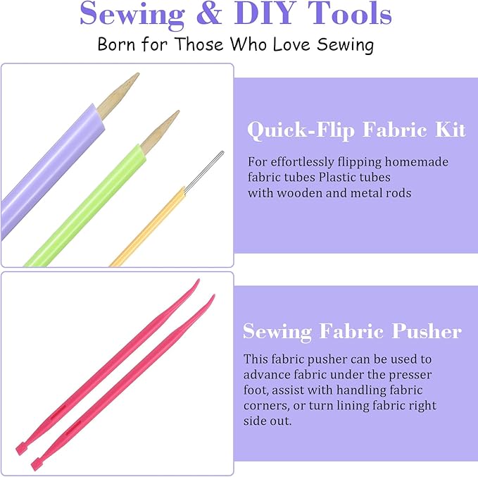 10pcs Quick Turn Fabric Sewing Tools Set, Multifunctional Fabric Tube Turner Sewing Tool,Loop & Tube Turner & Threader for Sew Threading Crafting & DIY Projects Knitting Supplies Accessories