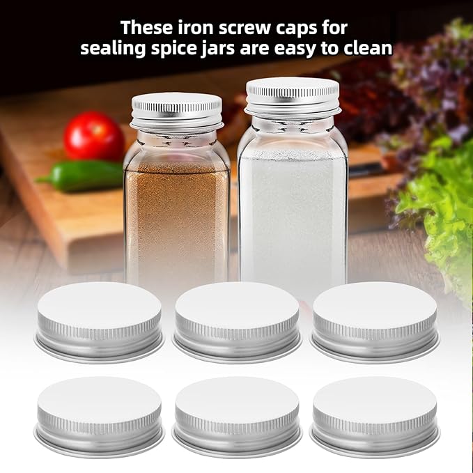 12 Pcs Silver iron Lids Lids for 4 oz and 6 oz Square Spice Jars Reusable Can Airtight Spice Storage Canning Lids for Nice Sealing Kitchen (12)
