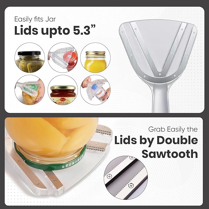 Jar Opener for Weak Hands, Multi-Blade Lid Opener with Ergonomic Non-Slip Handle, Easy Grip Bottle & Jar Opener for Seniors, Arthritis, Kitchen Tool for All Lid Sizes