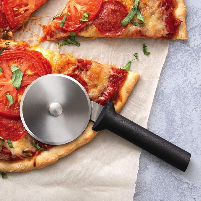 Rada Cutlery Pizza Cutter (W221), 3" Stainless Steel Wheel, Black Handle