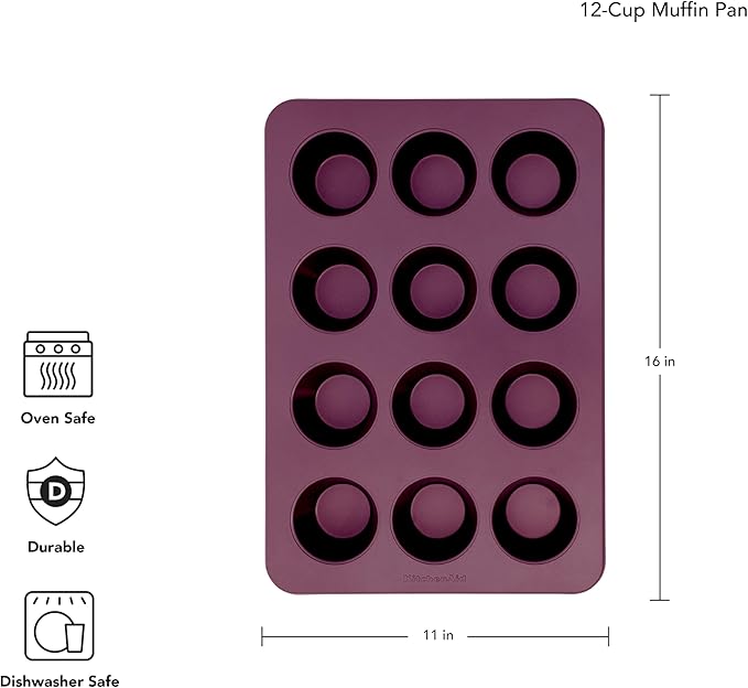 KitchenAid 12-Cup Nonstick Aluminized Steel Muffin Pan, Beetroot