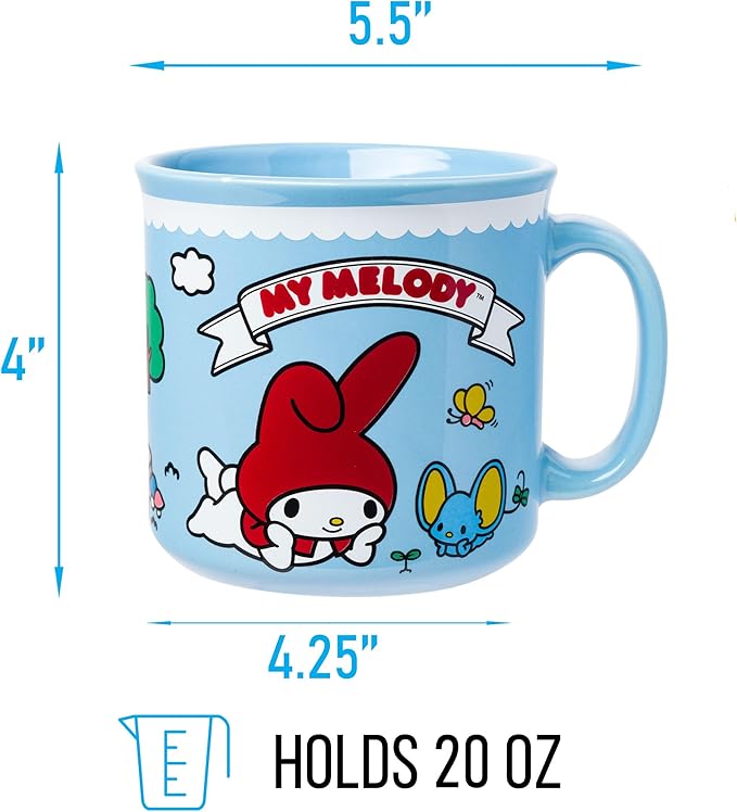 Silver Buffalo Sanrio Hello Kitty and Friends My Melody and Flat Ceramic Camper Mug, 20 Ounces