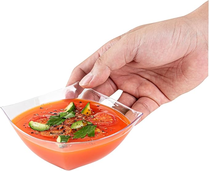 Restaurantware-Moderna 8 Ounce Fancy Plastic Bowls, 10 Square Disposable Salad Bowls - Durable, Heavy-duty, Clear Plastic Bowl, For Warm And Cold Foods