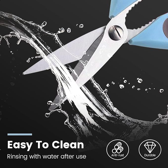 3 Pack Ultra Sharp Kitchen Shears with Magnetic Holder, Heavy Duty Meat Scissors, Multifunctional Stainless Steel Cooking Poultry Shears for Household School Picnic
