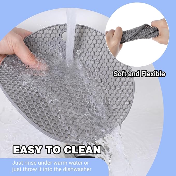 3Pcs Rubber Jar Opener,Round Jar Opener Gripper Pad Multipurpose Silicone Jars Openers,Non-Slip Coasters for Weak Hands (6.7x6.7inch,Grey)