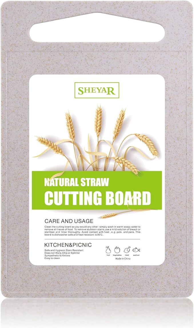 Cutting Board for Kitchen, Wheat Straw Fiber Cutting Board, Dish Washer Safe, w/Juice Grooves for Meat, Veggies,Easy Grip Handle, Non-slip Surface,Eco-friendly,Serveware Accessories(11.8‘x7.3‘)