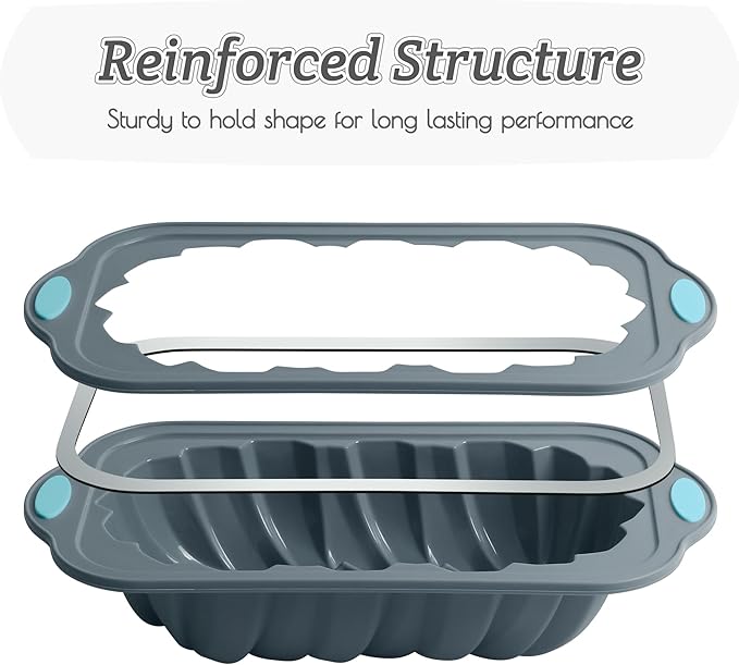 Silicone Bread Loaf Pan, Non-Stick Bread Pans for Homemade Bread, Silicone Baking Mold with Metal Reinforced Frame More Strength for Long-Lasting Performance