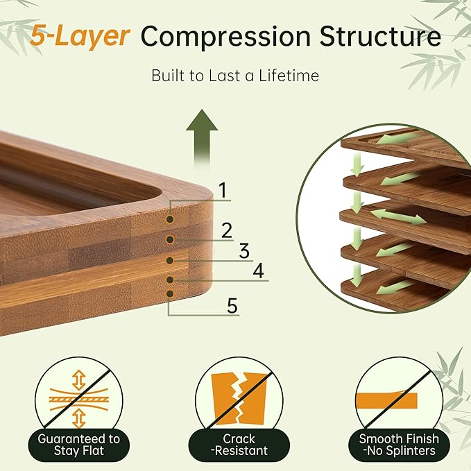 Carbonized Bamboo Cutting Boards for Kitchen, 1"Thickened Cutting Board with Juice Groove, Large Butcher Block with Handle, Wood Charcuterie Chopping Board for Prep & Serving Tray, 17" x 13"