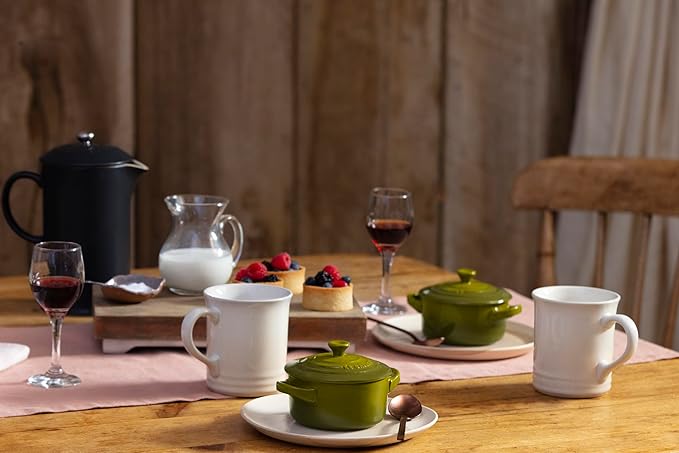 Le Creuset Stoneware Mini Round Cocotte, 8 oz., Olive (Pack of 6)