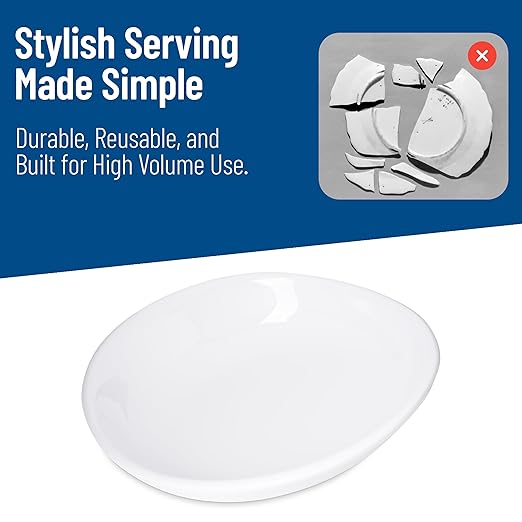 Carlisle FoodService Products Stadia Reusable Plastic Plate Pasta Plate for Home and Restaurant, Melamine, 9.5 Inches, White, (Pack of 12)