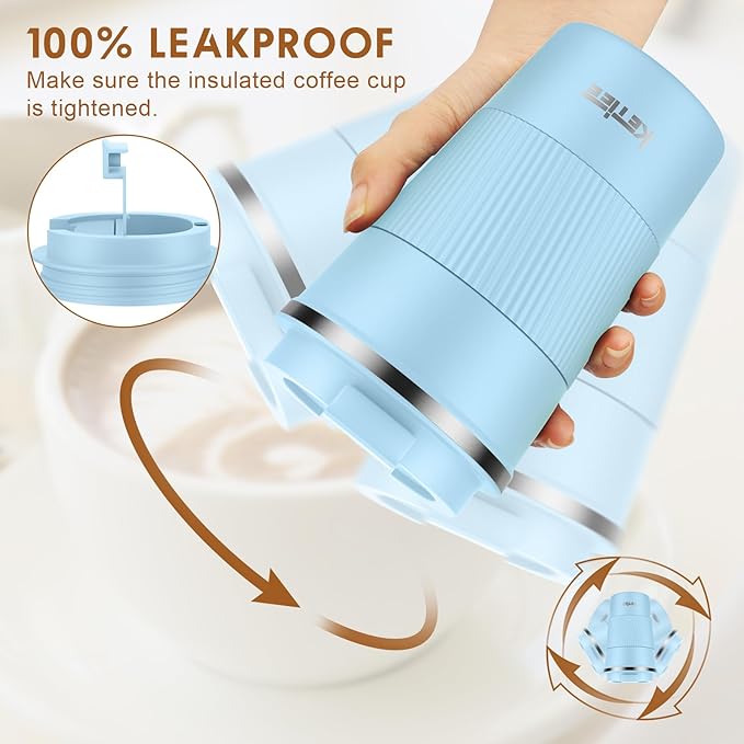 KETIEE Travel Coffee Mug 12oz: Insulated Coffee Cup with Leakproof Lid, Coffee Tumbler, Reusable Coffee Cups with Seal Lid, Vacuum Stainless Steel Coffee Mug to Go for Hot/Iced Water Tea