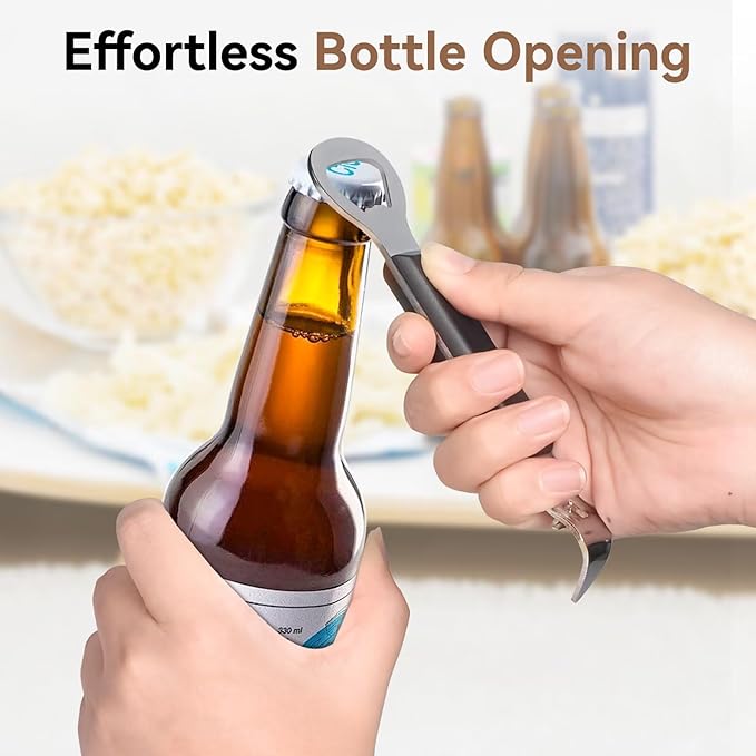 2-in-1 Can Punch Opener & Bottle Opener, 2-Pack, Stainless Steel, Non-Slip Handle, Compact 6.1", For Traditional Cans (No Pull-Tab) & Pry-Off Bottle Caps
