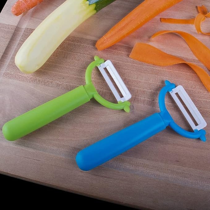 Zittop 2 Premium Ceramic Blade Vegetable Peelers for Carrot, Potato, Zucchini, Cucumbers & Veggie Slicing, Shave Hard Cheese Easily. Thick Noodles & Fun Curls.