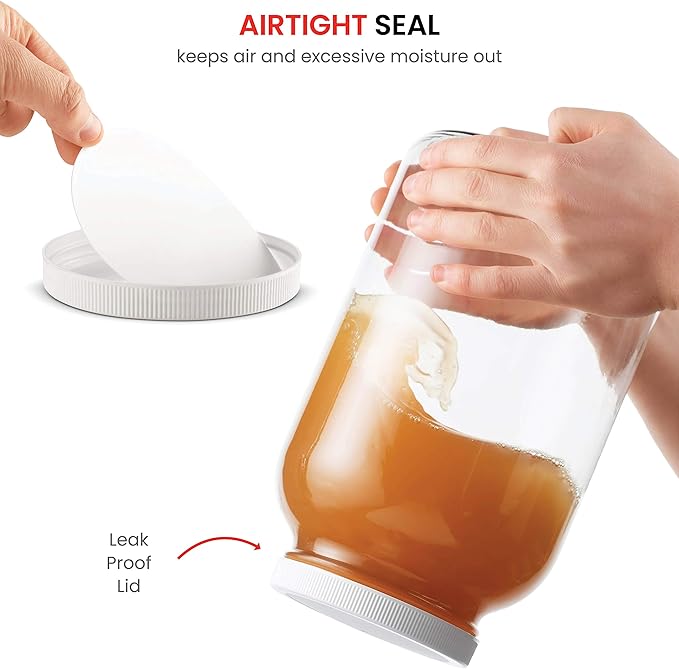 Paksh Novelty 1-Gallon Glass Jar Wide Mouth with Airtight Plastic Lid - USDA Approved BPA-Free Dishwasher Safe Mason Jar for Fermenting, Kombucha, Kefir, Storing and Canning Uses, Clear