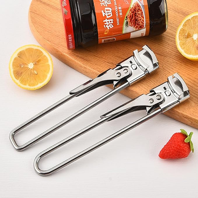 2 Pack Adjustable Stainless Steel Jar Opener for Seniors with Arthritis, Manual Lid Remover with Non-Slip Clamp, Easy Grip Bottle Opener Gadget for 0.8" to 4" Weak Hands