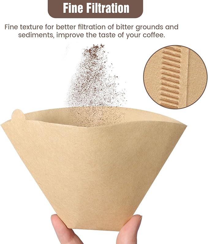 300Pcs Cone Coffee Filters #4, Clinuse Unbleached Size 04 Coffee Filters 8-12 Cup, Disposable Natural Paper Filters, No.4 Cone Filters Compatible with Ninja, Cuisinart, Pour Over and Drip Coffee Maker