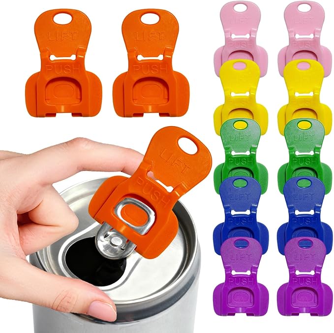 12Pcs Soda Can Opener and Drink Protector Set, Colorful Pop Can Opener Tool for Party Supplies, BBQ, Travel