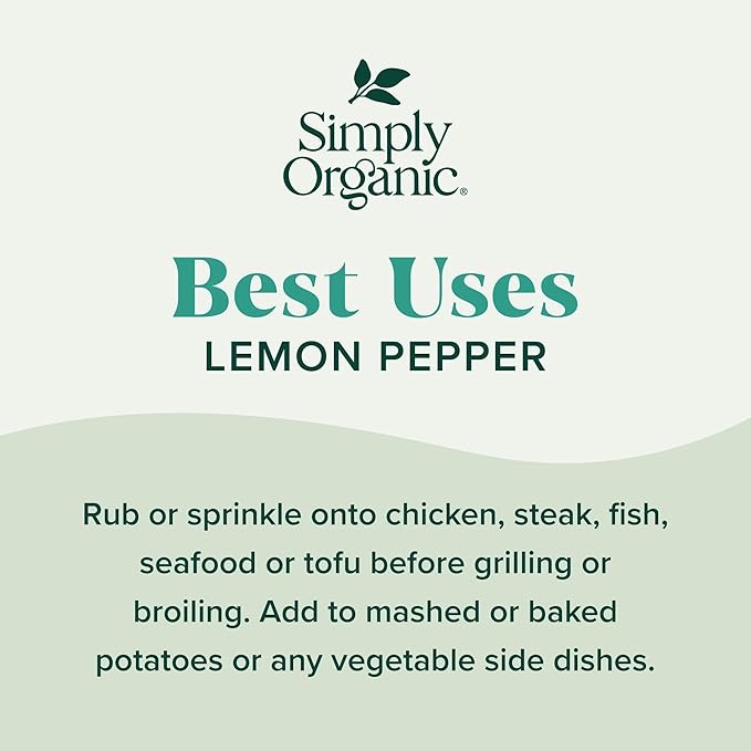 Simply Organic Lemon Pepper - Certified Organic, Kosher | 3.17 Ounce (Pack of 1)