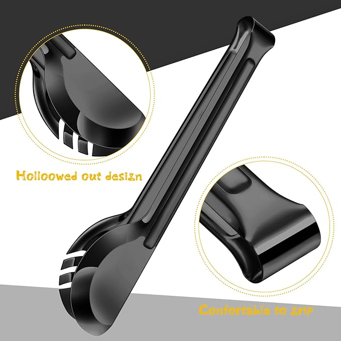 Thenshop 30 Pcs Stainless Steel Serving Utensils Set Flatware Set Include Large Serving Spoons Slotted Spoons Forks Soup Ladle Pie Server and Tongs for Buffet Party(Black)