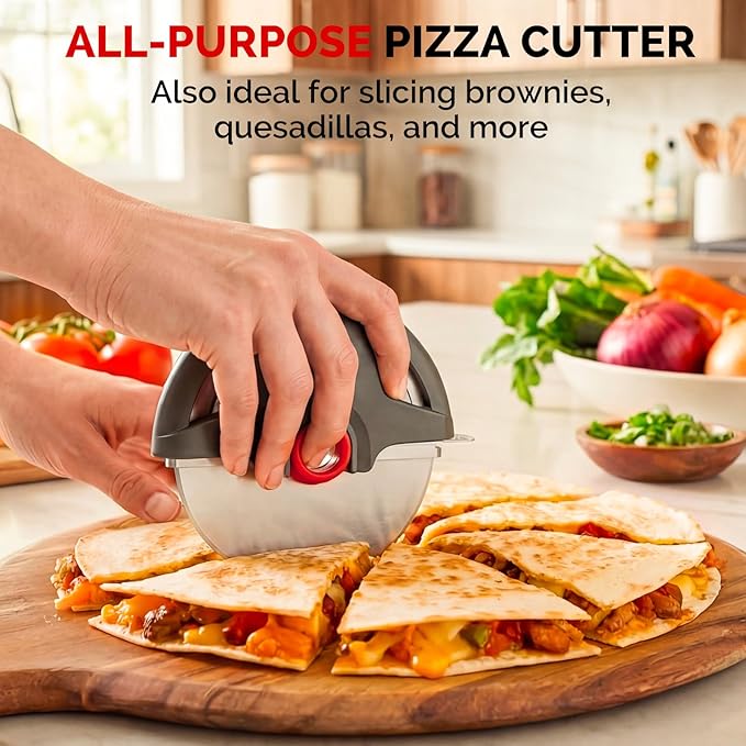 Pizza Cutter Wheel, 4.3" Large 304(18/8) Stainless Steel Blade, Reinforced Durable Pizza Slicer, Fully Detachable & Dishwasher Safe with Safety Protective Cover