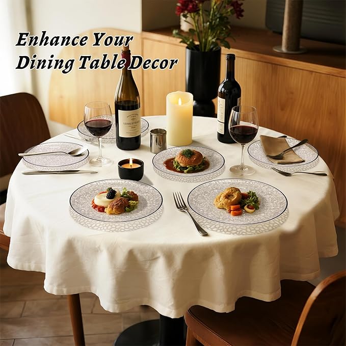 Rubtlamp 60Pcs Black Plastic Plates, Black Heavy Duty Graduation Plastic Plates, Clear Disposable Party Plates, Hammered Fancy Plates Include 30 Dinner Plates, 30 Salad Plates For Graduation Party