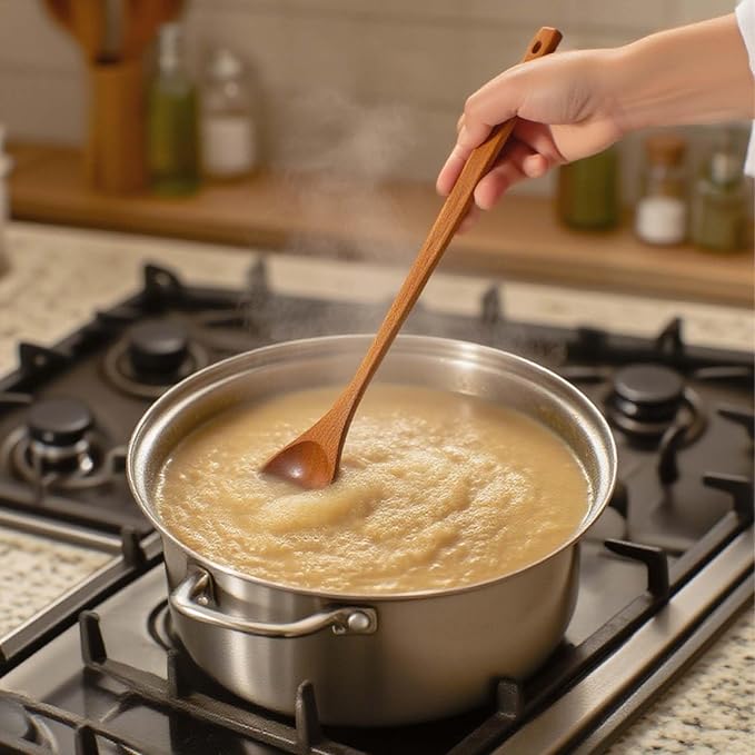 Wooden Ladle with Long Handle 11.2×3.15in Soup Serving Spoon for Cooking Kitchen Smooth Finish Natural Texture Handcrafted Utensil