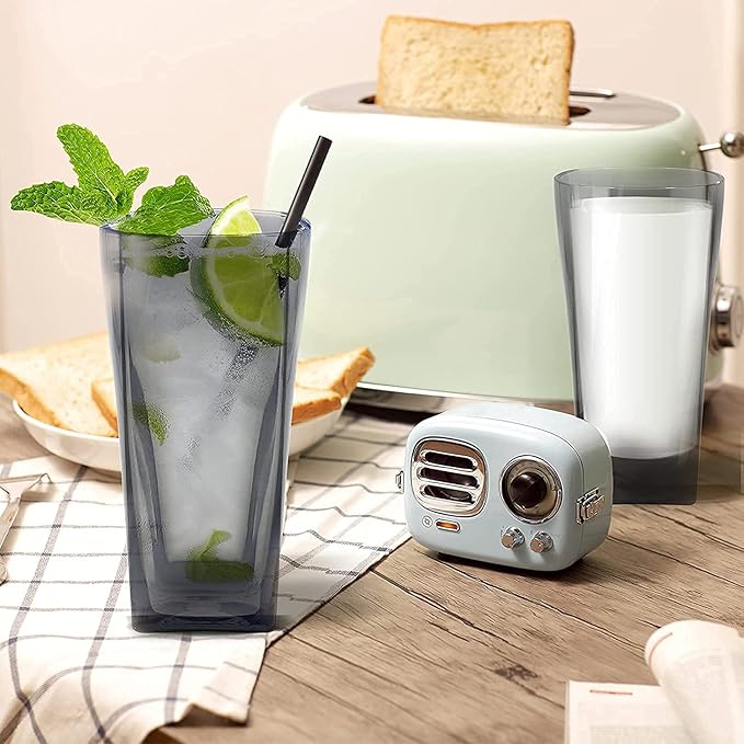 Top-spring 12 Oz Reusable Plastic Water Tumblers - Stackable Shatterproof Clear Plastic Drinking Glasses Set of 6 - BPA-Free Water Glasses Unbreakable Drinking Cups (Gray)