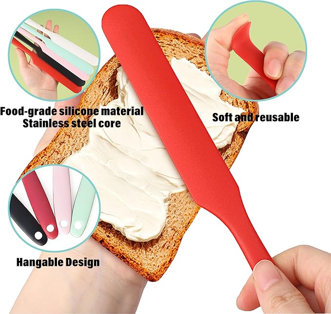 4 Pcs Jar Spatula, Food Grade Silicone Spatula,Sourdough Spatula, Spatulas Silicone Heat Resistant,for Mixing, Scraping, and Spreading Cake Butter,Dishwasher Safe, BPA Free