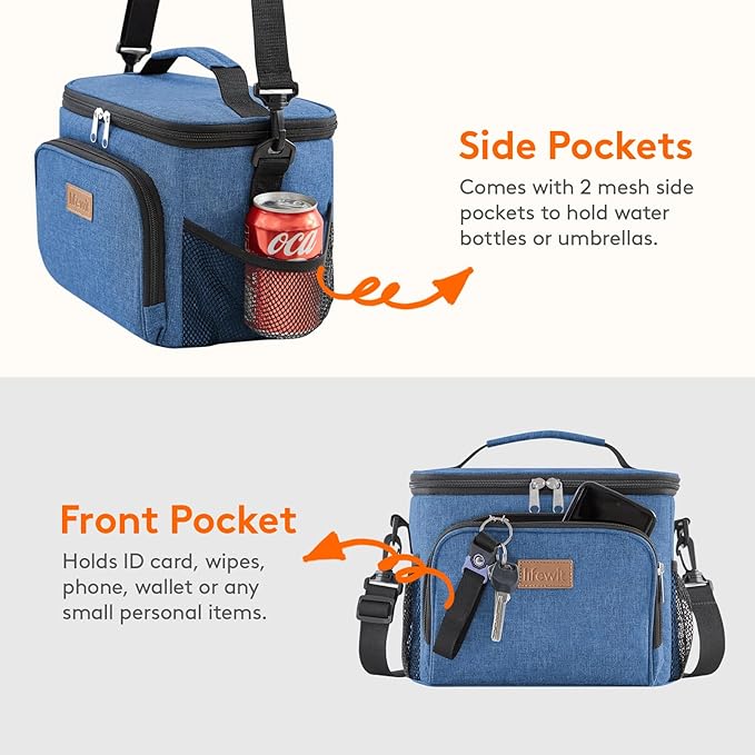 Lifewit Reusable Insulated Lunch Bag, Portable Cooler Freezable Soft Lunchbox Leakproof with Adjustable Shoulder Strap for Men Women Adult for Work Picnic or Travel, 15L 24 Can, Blue
