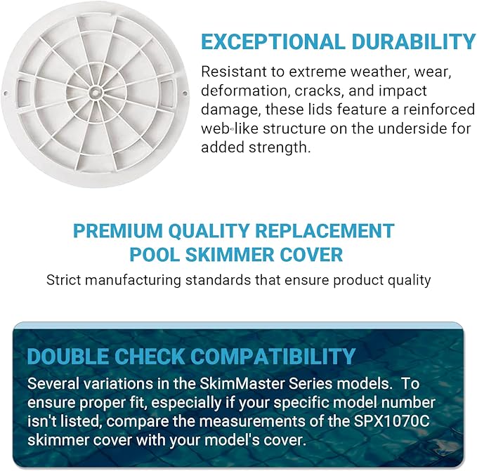 AR-PRO Exact Replacement SPX1070C Skimmer Cover (1-Pack) - 9 7/8" Heavy-Duty Pool Skimmer Lid Cover Compatible with Hayward SP1070, SP1071, and SP10712S Automatic Skimmer Models