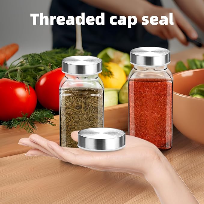 36Pcs 304 Stainless steel Jar Lids for 4 oz and 6 oz Square Spice Jars Reusable Can Airtight Spice Storage Canning Lids for Nice Sealing Kitchen (36)