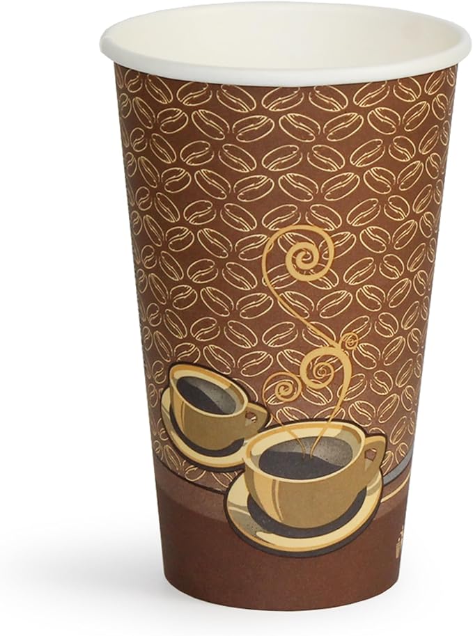 PAMI Disposable Coffee Cups, Single-Use Paper Cups, To-Go Hot Beverage Cups for Espresso Coffee Tea Hot Chocolate, Leak Resistant, Cafe & Home Use (1000, 16oz)