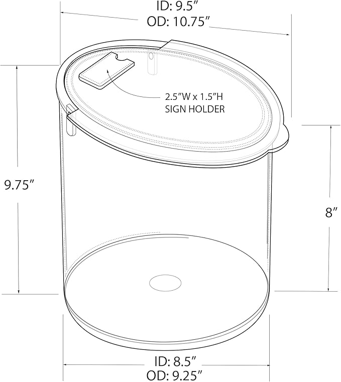 Azar Displays 400421 Clear Acrylic Candy Bin with Scooper – 2.5 Gallon (9.47L) Commercial Grade Bulk Food Storage Container, Large Airtight Snack Bin for Candy, Cereal, Coffee, Retail & Kitchen Use