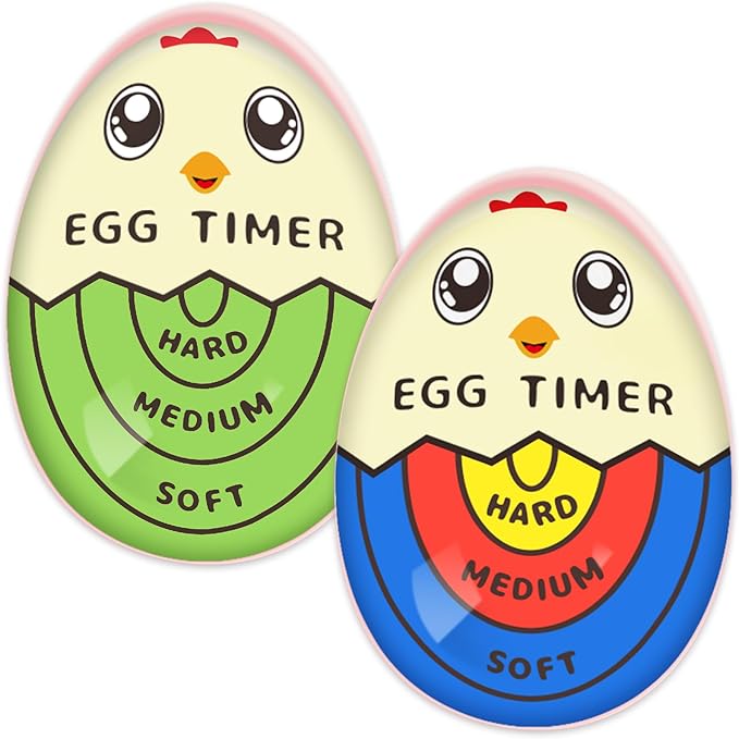 Lasubst Egg Timer that Goes in Water for Soft Medium Hard Boiled Eggs, 1 Tricolor 1 Green