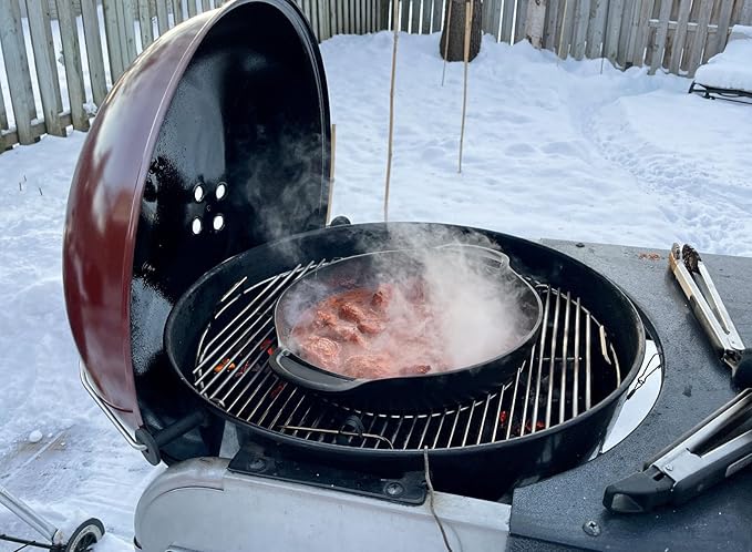 Cast Iron Grill Wok for Weber Gourmet BBQ System,Spirit I/II 200 300 SER,Genesis II E-310/LX S-440,Summit Series Cooking Grate,Outdoor Barbeque Accessories for Weber 7425