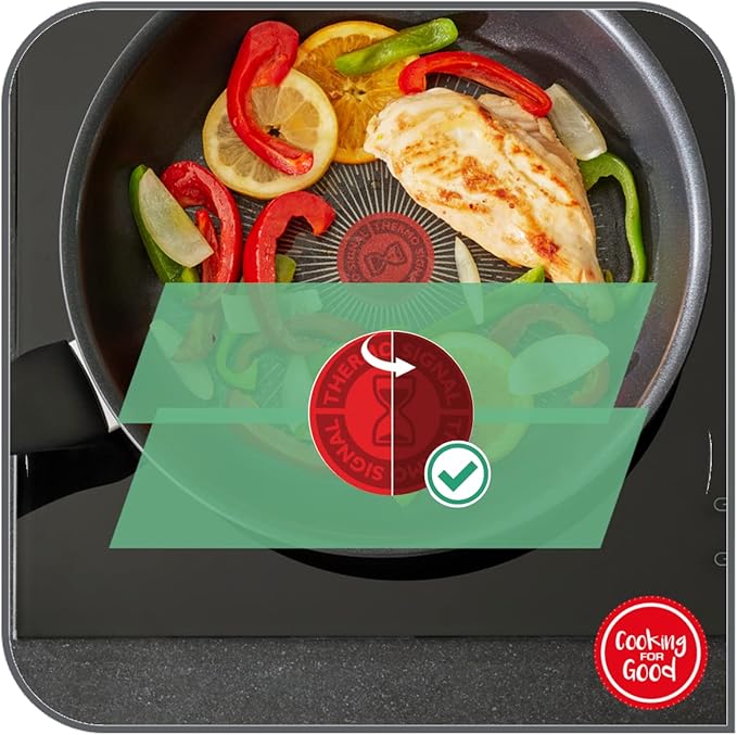 Tefal C38804 Frying Pan 24 cm, Non-Stick Coating with Titanium Particles, Thermal Signal at Ideal Frying Temperature, Dishwasher Safe, Not Suitable for Induction Cookers