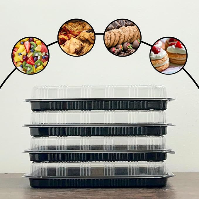 6 Pack Catering Trays with Lid – 18" Serving Trays with Lids - Reusable Serving Platter With Lid for Catering, Buffet, Picnics & Events – Party Trays With Lids (18x 12.20 x 2.95 inch)