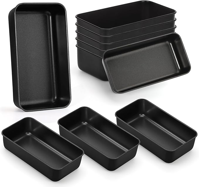 P&P CHEF Loaf Pan Set, 9 x 5 Inch Bread Pans, Stainless Steel Loaf Toast Baking Pans For Bread Meatloaf Lasagna Cake, Healthy & Non Toxic, Oven Safe& Easy Clean, (Black, 10Pcs)