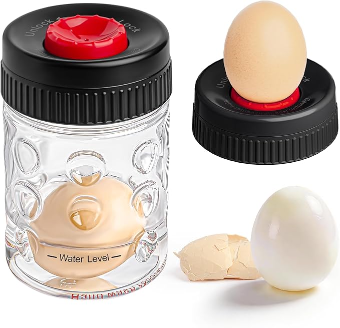 Luvan Egg Piercer & Peeler - 2-in-1 Egg Poker and Cracker Tool for Boiled Eggs with Built-in Hole Puncher & Quick Shake Shell Opener for Cooking, Salads, Deviled Eggs, and Breakfast Prep