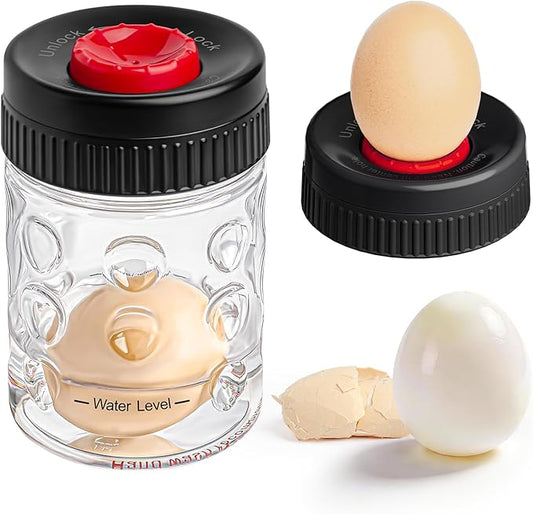 Luvan Egg Piercer & Peeler - 2-in-1 Egg Poker and Cracker Tool for Boiled Eggs with Built-in Hole Puncher & Quick Shake Shell Opener for Cooking, Salads, Deviled Eggs, and Breakfast Prep