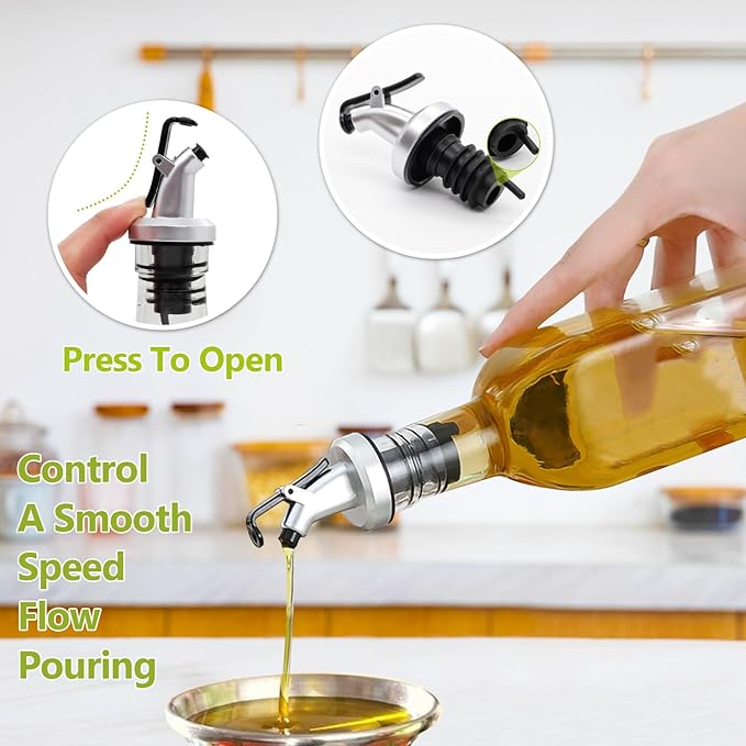 Olive Oil Dispenser Bottles, 2Pack 17oz/500 ml Square Glass Tall Oil Bottles with 4 Labels, 2 Pourers and 1 Funnel